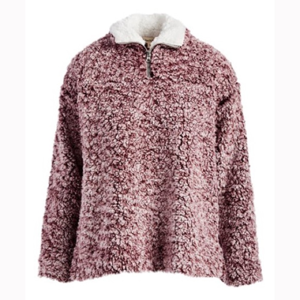 NWT, Burgundy Sherpa Quarter-Zip Pullover